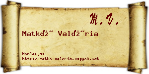Matkó Valéria névjegykártya