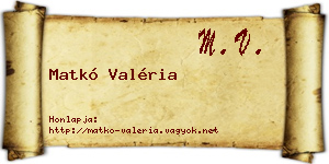 Matkó Valéria névjegykártya